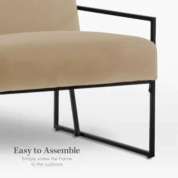 eLuxurySupply Accent Chair - Modern Industrial Slant Armchair with Layered Foam and Metal Frame - Premium High Density Soft Cushion for Supreme Comfort - Easy Assembly 2 Pack