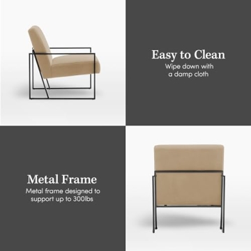 eLuxurySupply Accent Chair - Modern Industrial Slant Armchair with Layered Foam and Metal Frame - Premium High Density Soft Cushion for Supreme Comfort - Easy Assembly 2 Pack