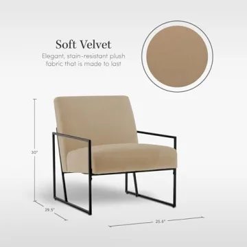 eLuxurySupply Accent Chair - Modern Industrial Slant Armchair with Layered Foam and Metal Frame - Premium High Density Soft Cushion for Supreme Comfort - Easy Assembly 2 Pack