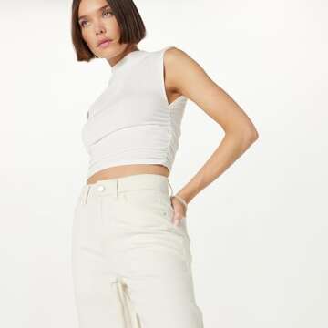 The Drop Women's Alba Wide-Leg Relaxed Denim, Ecru, 28