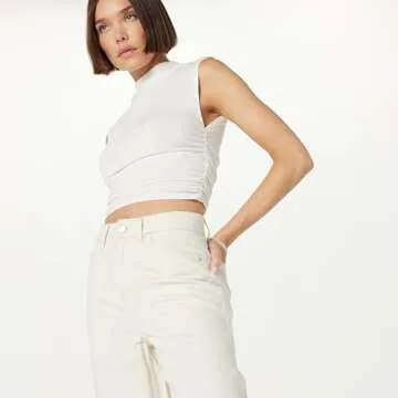 The Drop Women's Alba Wide-Leg Relaxed Denim, Ecru, 28