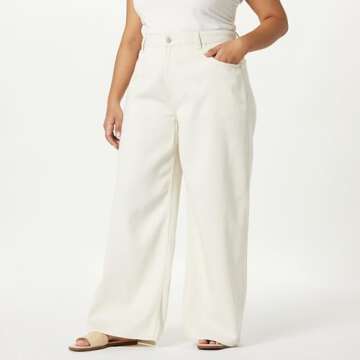 The Drop Women's Alba Wide-Leg Relaxed Denim, Ecru, 28