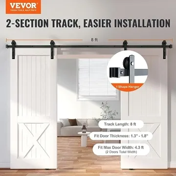 VEVOR 8FT Heavy Duty Sliding Barn Door Hardware Kit