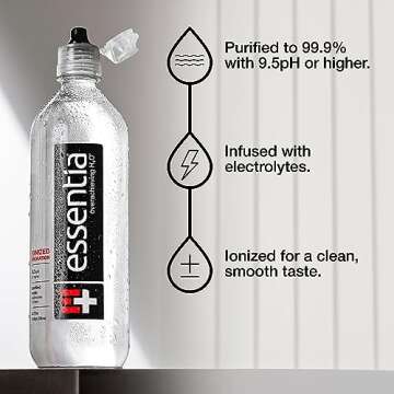Essentia Water LLC, Ionized Alkaline Bottled Water; 99.9% Pure, Infused with Electrolytes, 9.5 pH or...