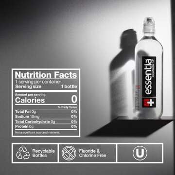 Essentia Water LLC, Ionized Alkaline Bottled Water; 99.9% Pure, Infused with Electrolytes, 9.5 pH or Higher with a Clean, Smooth Taste, 23.67 Fl Oz (Pack of 24)