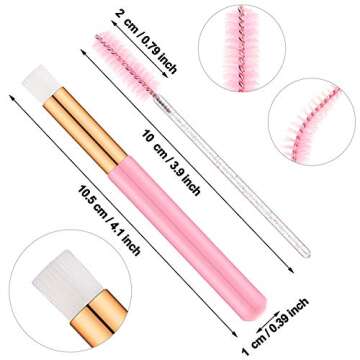 12 Pieces Lash Shampoo Brush Eyelash Cleaning Brush Nose Pore Deep Cleansing Brush Lash Extensions Cleaner Brush and 100 Pieces Eyelash Brush Mascara Wand Applicator for Peel Off Blackhead (Pink)