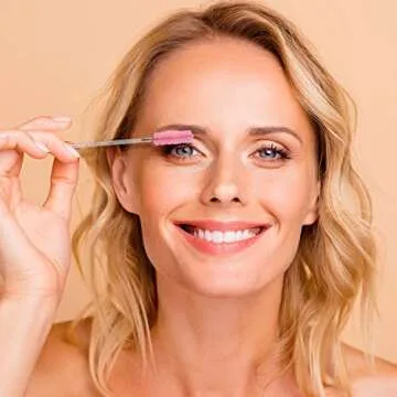 12 Pieces Lash Shampoo Brush Eyelash Cleaning Brush Nose Pore Deep Cleansing Brush Lash Extensions Cleaner Brush and 100 Pieces Eyelash Brush Mascara Wand Applicator for Peel Off Blackhead (Pink)