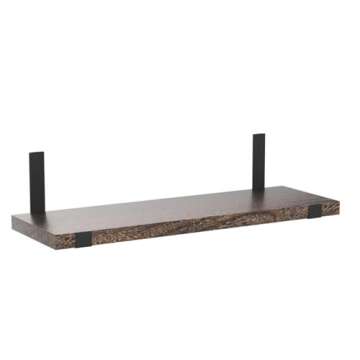 Mkono Rustic Wood Floating Shelves Wall Mounted Shelving Set of 2 Decorative Wall Storage Shelves with Lip Brackets for Bedroom, Living Room, Bathroom, Kitchen, Hallway, Office