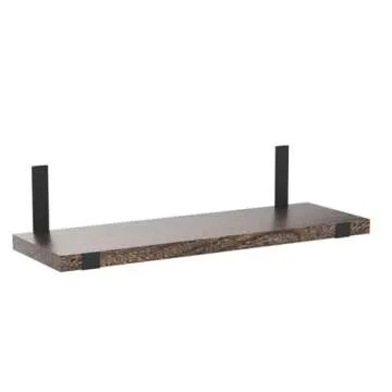 Mkono Rustic Wood Floating Shelves Wall Mounted Shelving Set of 2 Decorative Wall Storage Shelves with Lip Brackets for Bedroom, Living Room, Bathroom, Kitchen, Hallway, Office