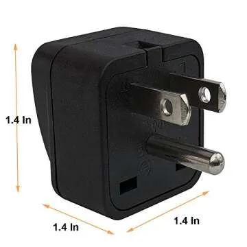 US Travel Plug Adapter EU/UK/AU/in/CN/JP/Asia/Italy/Brazil to USA (Type B), 3 Prong Grounded USA Wall Plug, International Mini Travel Adapter and Converter, Wall Outlet Power Charger Converter Black