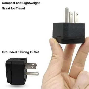 US Travel Plug Adapter EU/UK/AU/in/CN/JP/Asia/Italy/Brazil to USA (Type B), 3 Prong Grounded USA Wall Plug, International Mini Travel Adapter and Converter, Wall Outlet Power Charger Converter Black