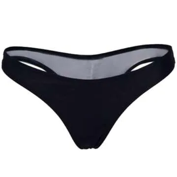 FOCUSSEXY Women's Hot Summer Brazilian Beachwear Bikini Bottom Thong Swimwear Black