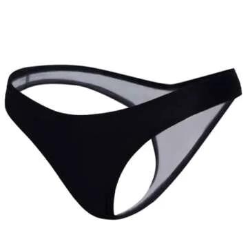 FOCUSSEXY Women's Hot Summer Brazilian Beachwear Bikini Bottom Thong Swimwear Black