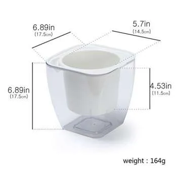 FENGZHITAO Self-Watering Planter, Clear Plastic Automatic-Watering Planter Flower Pot Square-Plant-Pot for All Plants, Succulents, Herb, African Violets, Flowers (Clear L)