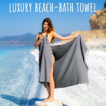 RAY SILVER Turkish Beach Towel Quick Dry Sand Free Lightweight