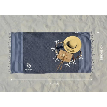 RAY SILVER Turkish Beach Towel Quick Dry Sand Free Lightweight