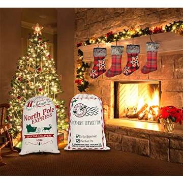 LDIWEE Santa Sacks - Large Reusable Christmas Gift Bags