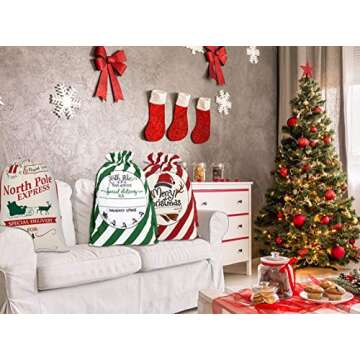 LDIWEE Santa Sacks - Large Reusable Christmas Gift Bags