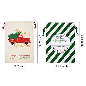 LDIWEE Santa Sacks - Large Reusable Christmas Gift Bags