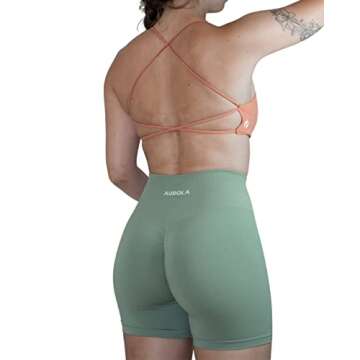 AUROLA Workout Sports Bras Women Athletic Removable Padded Backless Strappy Criss Cross Light Support Gym Fitness Yoga Crop Bra