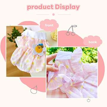 BAEJMJK Dog Plaid Dress for Small Dogs Cat Girl Spring Summer Cute Puppy Princess Dress Sunflower Pet Clothes （Pink,Small）