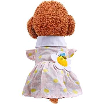 BAEJMJK Dog Plaid Dress for Small Dogs Cat Girl Spring Summer Cute Puppy Princess Dress Sunflower Pet Clothes （Pink,Small）