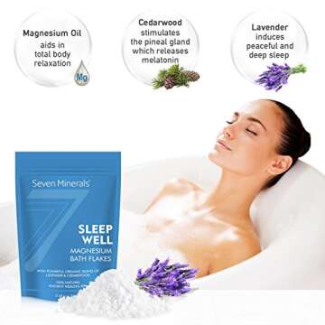 Seven Minerals SleepWell Magnesium Chloride Flakes 3lb – Absorbs Better Than Epsom Salt - Unique &...