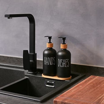 MOMEEMO Matte Black Glass Soap Dispenser Set for Kitchen