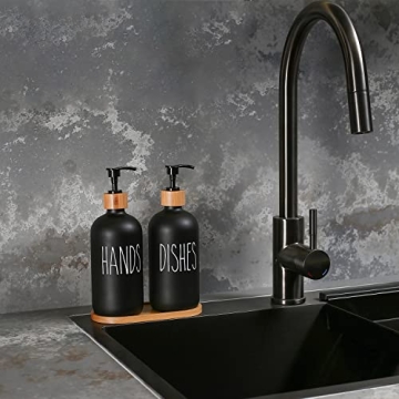 MOMEEMO Matte Black Glass Soap Dispenser Set for Kitchen