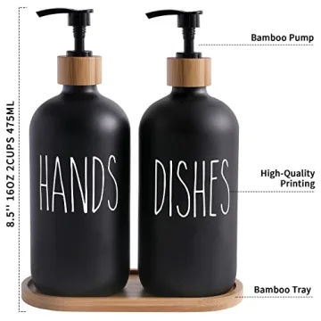 MOMEEMO Matte Black Glass Soap Dispenser Set for Kitchen