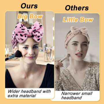 Shintop Women Fashion Lovely Soft Carol Fleece Bowknot Bow Makeup Cosmetic Shower Elastic Hair Band Hairlace Headband (Pink)