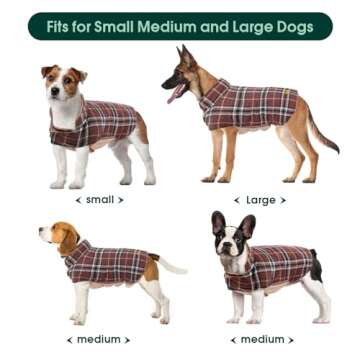 Kuoser Dog Coats Dog Jackets Waterproof Coats for Dogs Windproof Cold Weather Coats Small Medium Large Dog Clothes Reversible British Style Plaid Dog Sweaters Pets Apparel Winter Vest for Dog Brown M
