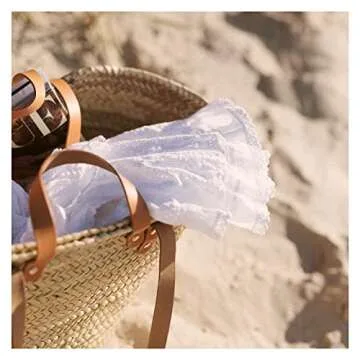 Handmade FRENCH BASKET - Stylish Straw Bag with Leather Handles