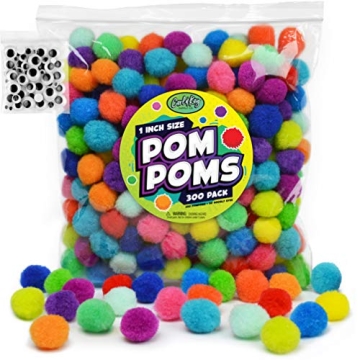 Carl & Kay 250 Pom Poms & Googly Eyes for Crafting