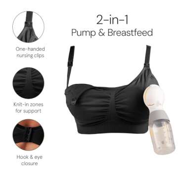 Bravado Designs Hands Free Pumping Bra & Nursing Bra 2-in-1 Seamless for Maternity & Breastfeeding, ...