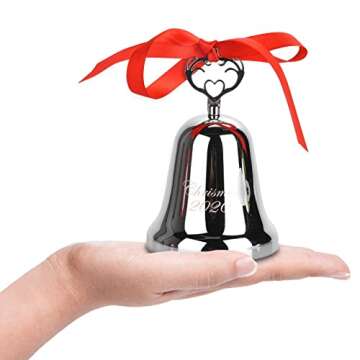 2023 Christmas Bell, Annual Christmas Bell, Silver Bell Ornament for Christmas Decorations, Bell Ornament for Christmas Anniversary, Annual Bell with 2 Ribbon
