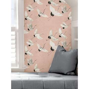 NuWallpaper NUS4299 Halcyon Peel & Stick Wallpaper, Pink