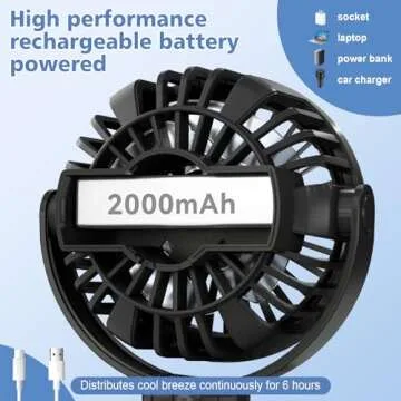 SOPOKE Mini Portable Baby Stroller Fan,3 Speed Personal Handheld Fan,Battery Operated Rechargeable 360° Flexible Tripod Cooling Fan, Suitable for Car Seat Crib Treadmill Golf Cart Travel(Black)