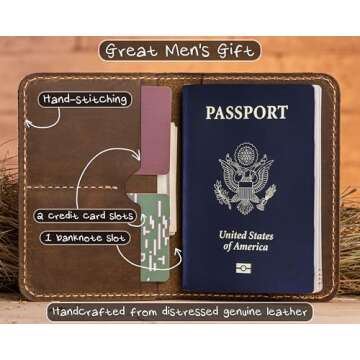 Tree Of Gondor Passport Cover Lord Rings Leather Passport Holder, Hobbit Passport Wallet, Genuine Le...