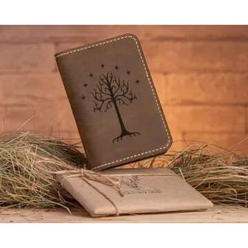 Tree Of Gondor Passport Cover Lord Rings Leather Passport Holder, Hobbit Passport Wallet, Genuine Leather, Travel Gift, Gift for Traveler, Passport Case. Gift for Couple/Cognac Color