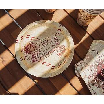 Silver Buffalo Harry Potter Mischief Managed Party Tableware, Paper Plates Cups Napkins Party Pack Set, 60 Piece,Yellow