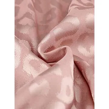 Astylish Women Casual Cuffed Long Sleeve Button up V Neck Satin Embossed Tunic Shirts Tops Orange Large