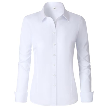 CUNLIN White Button Down Shirt Women Cotton Long Sleeve
