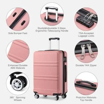 Kono Expandable Hardside Luggage Set with TSA Lock