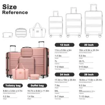 Kono Expandable Hardside Luggage Set with TSA Lock