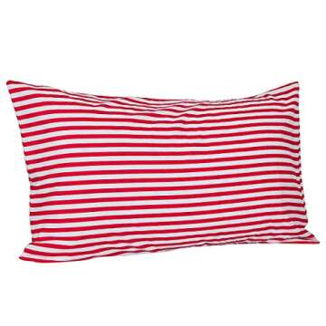 rockcloud Pillow Case Set 400 Thread Count 100% Cotton Standard Size 2pc, Red Stripe
