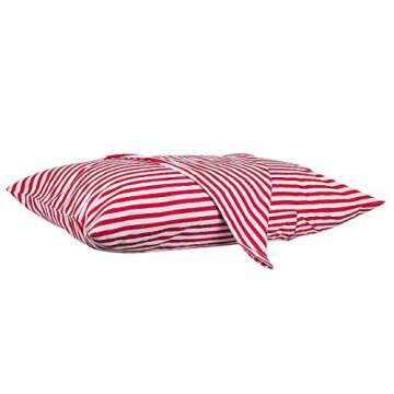 rockcloud Pillow Case Set 400 Thread Count 100% Cotton Standard Size 2pc, Red Stripe