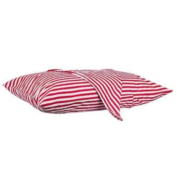 rockcloud Pillow Case Set 400 Thread Count 100% Cotton Standard Size 2pc, Red Stripe