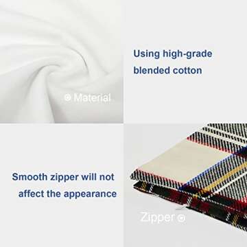 Batmerry Plaid Pillow Covers 18x18 Inch Set of 2, Scottish Tartan Red and White Wool Plaid Pattern Symmetric Square Print Double Sided Decorative Pillows Cases Throw Pillows Covers