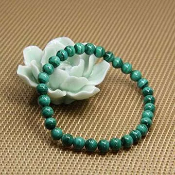 Natural AA Grade Malachite Gemstone 6mm Round Beads Stretch Bracelet 7" Unisex